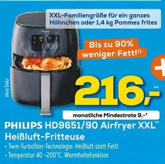 Euronics XXL Philips HD9651/90 Airfryer XXL Heiẞluft Fritteuse Angebot