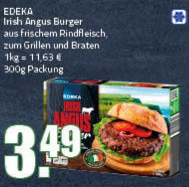EDEKA Irish Angus Burger 300 g Packung Angebot bei Ihr Frischmarkt