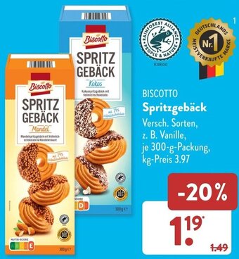 Aldi Süd BISCOTTO Spritzgebäck 300 g Packung Angebot
