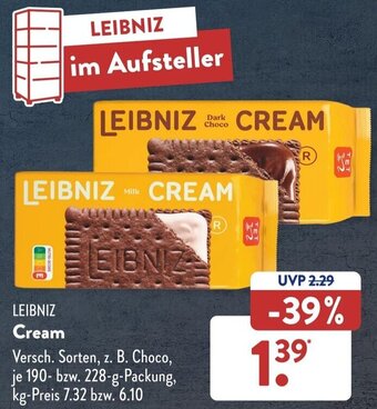 Aldi Süd LEIBNIZ Cream 190-228 g Packung Angebot