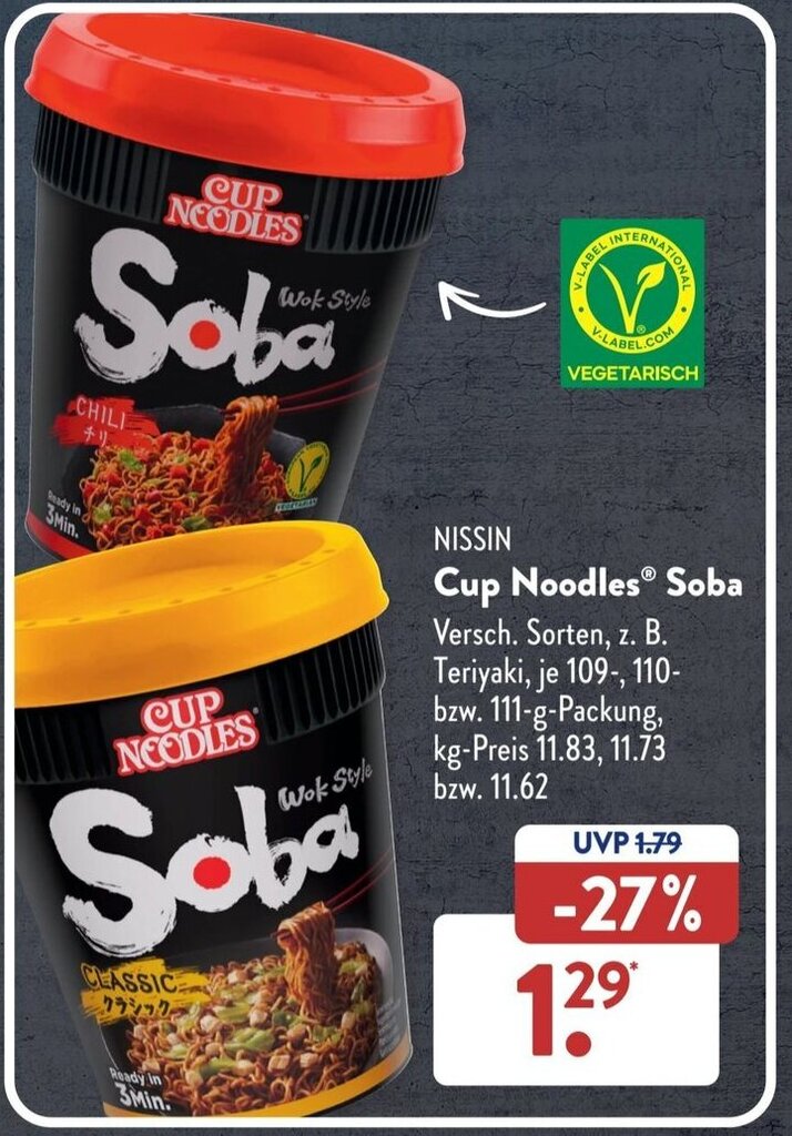 NISSIN Cup Noodles Soba Angebot bei Aldi Süd