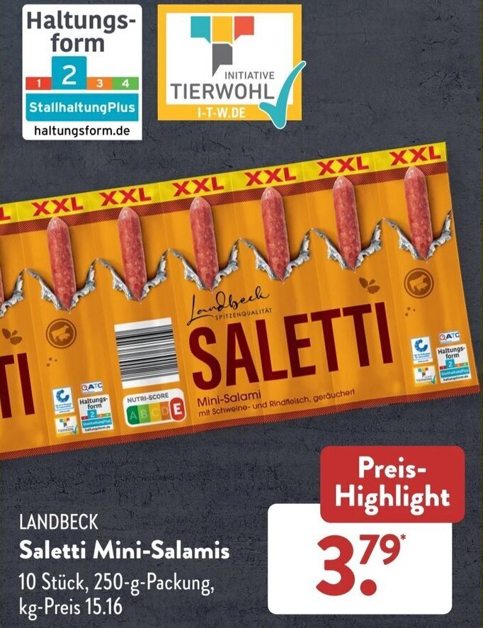 LANDBECK Saletti MiniSalamis 250 g Packung Angebot bei Aldi Süd