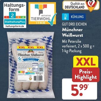 Aldi Süd GUT DREI EICHEN Münchner Weißwurst 1 kg Packung Angebot