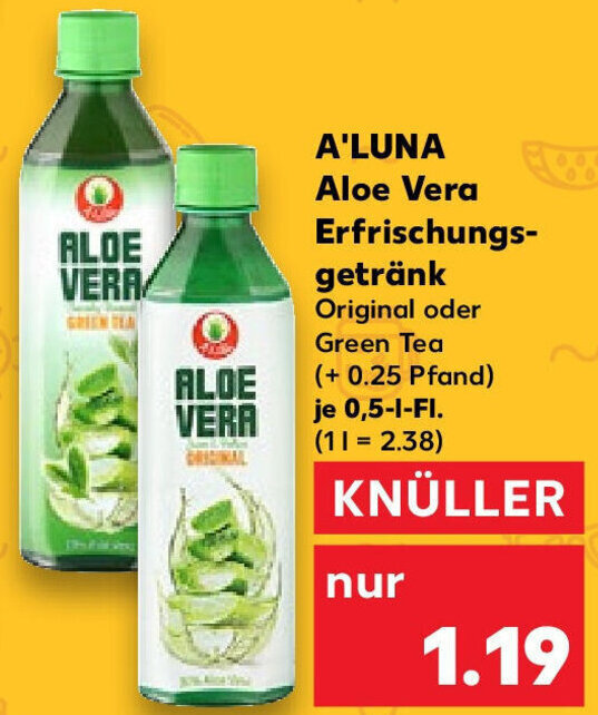 A'LUNA Aloe Vera Erfrischungsgetrnk 0,5 L-Fl. Angebot bei Kaufland