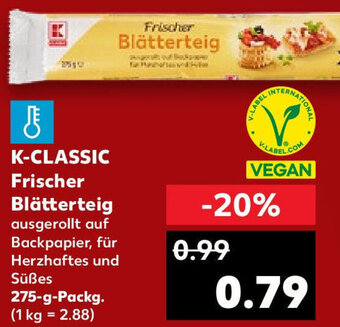 Kaufland K-CLASSIC Frischer Blätterteig 275-g-Packg. Angebot