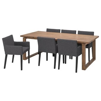 IKEA Mörbylånga / mårenäs tisch und 6 armlehnstühle eichenfurnier braun las./schwarz gunnared dunkelgrau Angebot