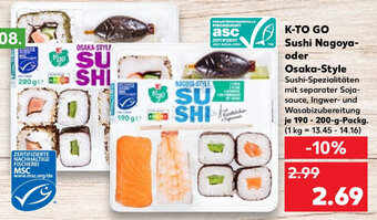 Kaufland K-TO GO Sushi Nagoya-oder Osaka Style 190-200 g Packg. Angebot