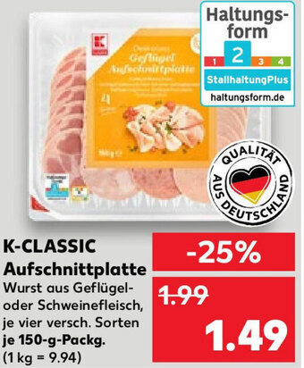 Kaufland K-CLASSIC Aufschnittplatte 150-g-Packg. Angebot