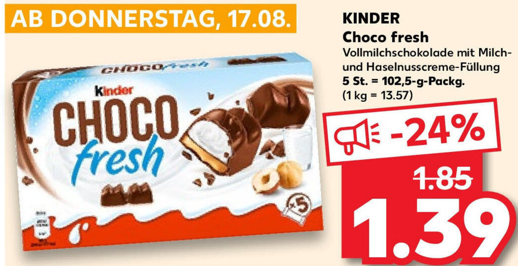 KINDER Choco fresh 102,5 g Packg. Angebot bei Kaufland