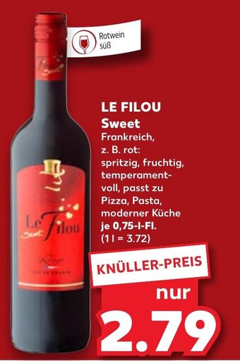 Kaufland LE FILOU Sweet 0,75 l Fl. Angebot