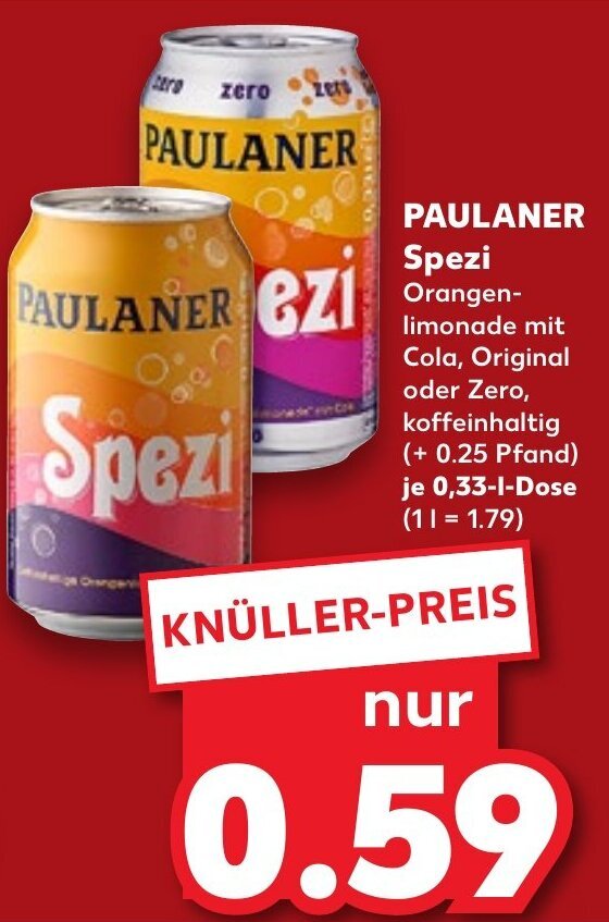 PAULANER Spezi 0,3 l Dose Angebot bei Kaufland