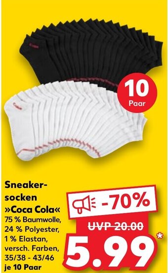 Kaufland Sneaker-socken >>Coca Cola<«< 35/38 - 43/46 10 Paar Angebot