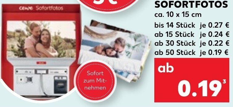 SOFORTFOTOS ca. 10 x 15 cm Angebot bei Kaufland