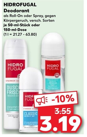 Kaufland HIDROFUGAL Deodorant 50-ml-Stück oder 150-ml-Dose Angebot