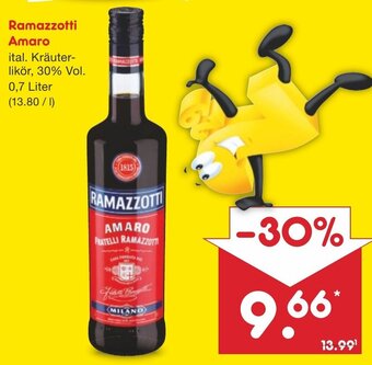 Netto Marken-Discount Ramazzotti Amaro 0,7 Liter Angebot