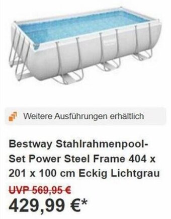 OBI Bestway Stahlrahmenpool-Set Power Steel Frame 404 x 201 x 100 cm Eckig Lichtgrau Angebot