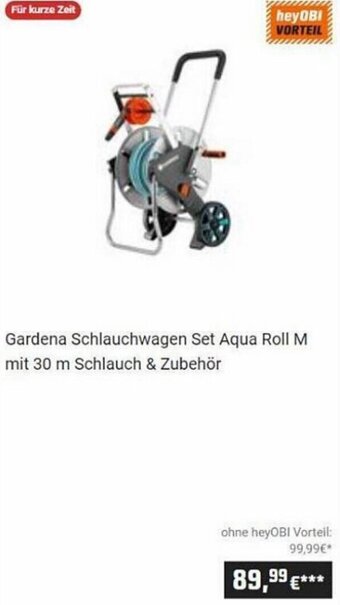 OBI Gardena Schlauchwagen Set Aqua Roll M mit 30 m Schlauch & Zubehör Angebot