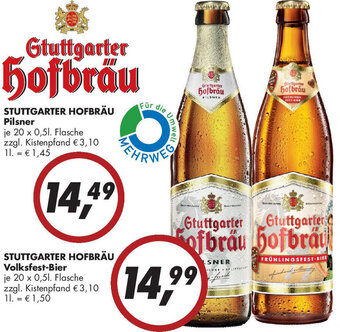 Gefako STUTTGARTER HOFBRÄU Pilsner 20x0,5 L Flasche Angebot