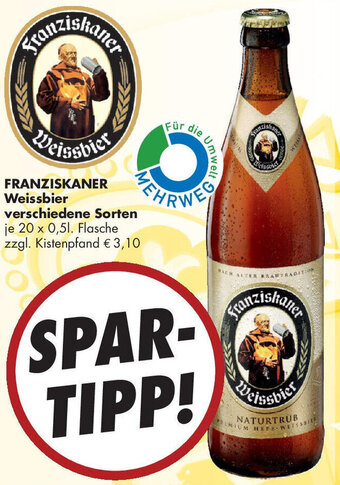 Gefako FRANZISKANER Weissbier 20x0,5 L Flasche Angebot