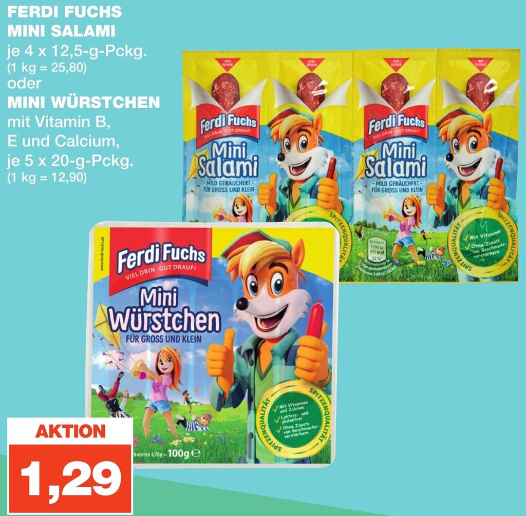 FERDI FUCHS MINI SALAMI 4x12,5 g oder MINI WÜRSTCHEN 5x20 g Pckg