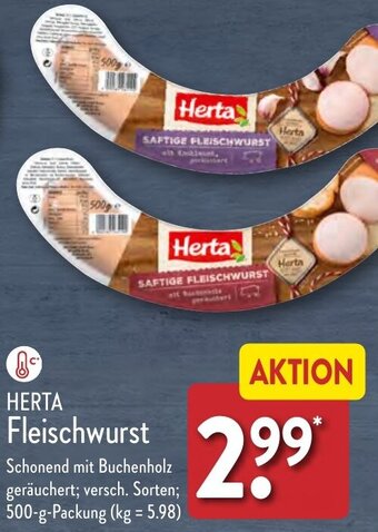 Aldi Nord HERTA Fleischwurst 500 g Packung Angebot