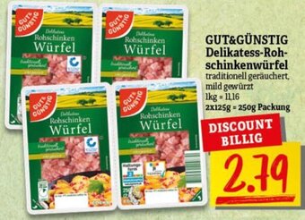 NP Discount GUT&GÜNSTIG Delikatess-Rohschinkenwürfel 250 g Packung Angebot