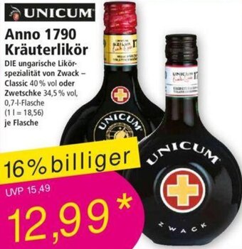 Norma UNICUM Anno 1790 Kräuterlikör 0,7-L-Flasche Angebot