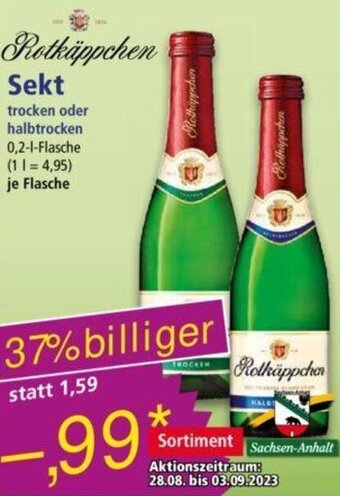 Norma Rotkäppchen Sekt 0,2 L Flasche Angebot