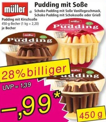 Norma müller Pudding mit Soße 450 g Becher Angebot