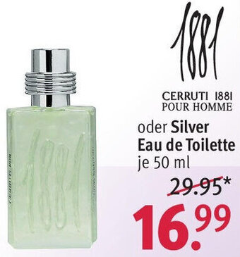 Rossmann CERRUTI 1881 POUR HOMME oder Silver Eau de Toilette 50 ml Angebot