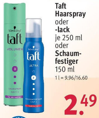 Rossmann Taft Haarspray oder -lack je 250 ml oder Schaumfestiger 150 ml Angebot