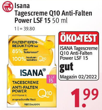 Rossmann Isana Tagescreme Q10 Anti-Falten Power LSF 15 50 ml Angebot