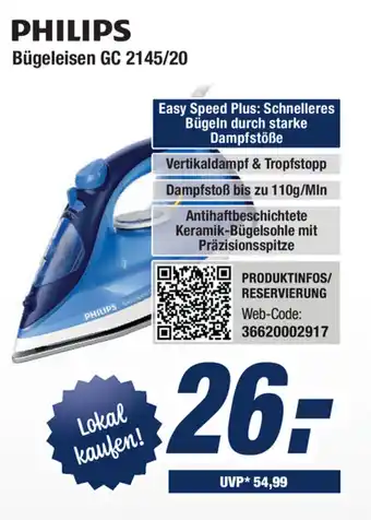 Expert Bening Philips Bugeleisen | GC 2145/20 Angebot