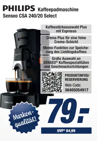 Expert Bening Philips Kaffeepadmaschine Senseo Select | CSA 240/20 Angebot