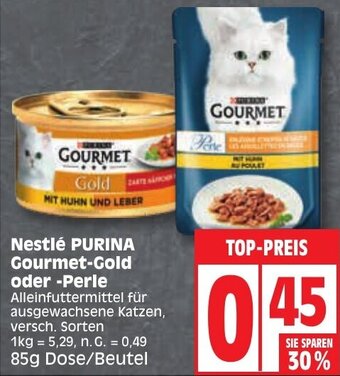 Edeka Nestlé PURINA Gourmet-Gold oder -Perle 85g Dose/Beutel Angebot