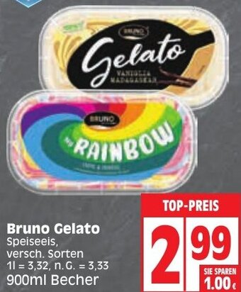 Edeka Bruno Gelato Speiseeis 900 ml Becher Angebot