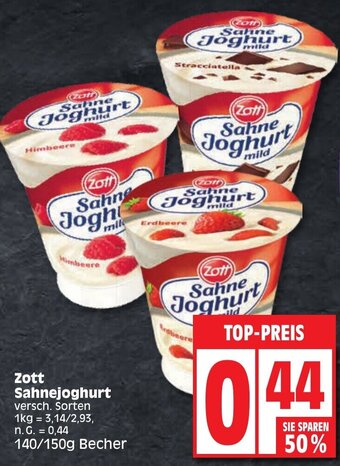 Edeka Zott Sahnejoghurt 140/150g Becher Angebot