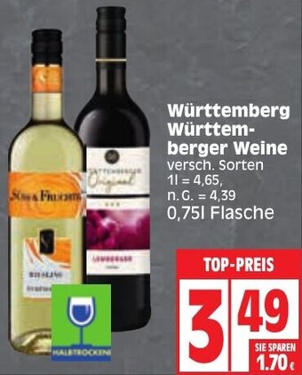 Edeka Württemberg Württemberger Weine 0,75 L Flasche Angebot