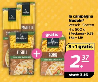 NETTO la campagna Nudeln* 4 x 500 g Angebot