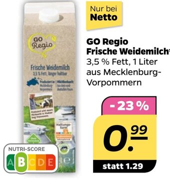 NETTO GO Regio Frische Weidemilch* 1 Liter Angebot