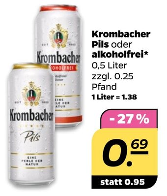 NETTO Krombacher Pils oder Krombacher alkoholfrei* 0,5 Liter Angebot