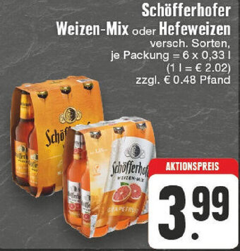 E-Center Schöfferhofer Weizen-Mix oder Hefeweizen 6 x 0,33 l Angebot