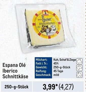 METRO Espana Olé Iberico Schnittkäse 250-g-Stück Angebot