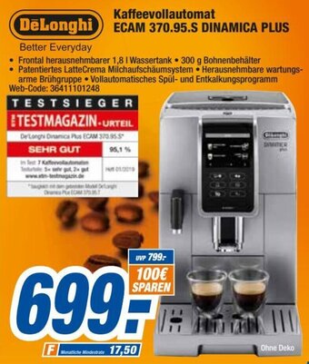 expert Octomedia DeLonghi Kaffeevollautomat ECAM 370.95.S DINAMICA PLUS Angebot