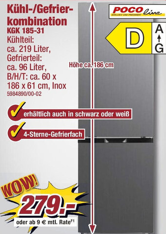 Poco POCO line Kühl-/Gefrierkombination KGK 185-31 Angebot