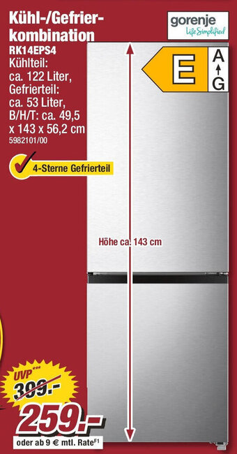 Poco Gorenje Kühl-/Gefrierkombination RK14EPS4 Angebot