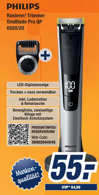 Expert Bening Philips Rasierer/Trimmer OneBlade Pro QP | 6520/20 Angebot