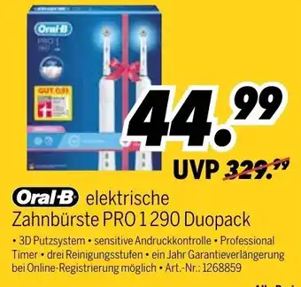 MEDIMAX Oral B Elektrische Zahnbürste Pro 1290 Duopack Angebot