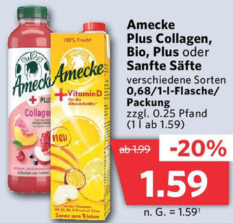 Combi Amecke Plus Collagen, Bio, Plus oder Sanfte Säfte 0,68/1-L-Flasche/ Packung Angebot