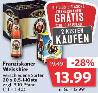 Combi Franziskaner Weissbier 20 x 0,5-L-Kiste Angebot